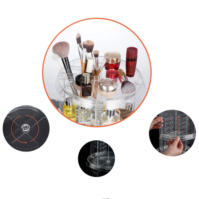 DIY 360 Degre Вращающийся акриловый; для хранения косметики коробка прозрачная косметика дисплей коробка съемный Макияж органайзер для красоты