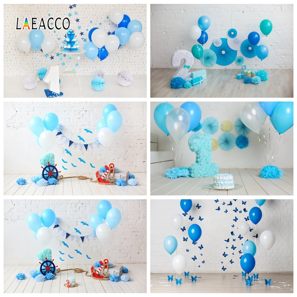 Laeacco детский день рождения Фотофон Белая стена воздушные шары перьевой руль Фото