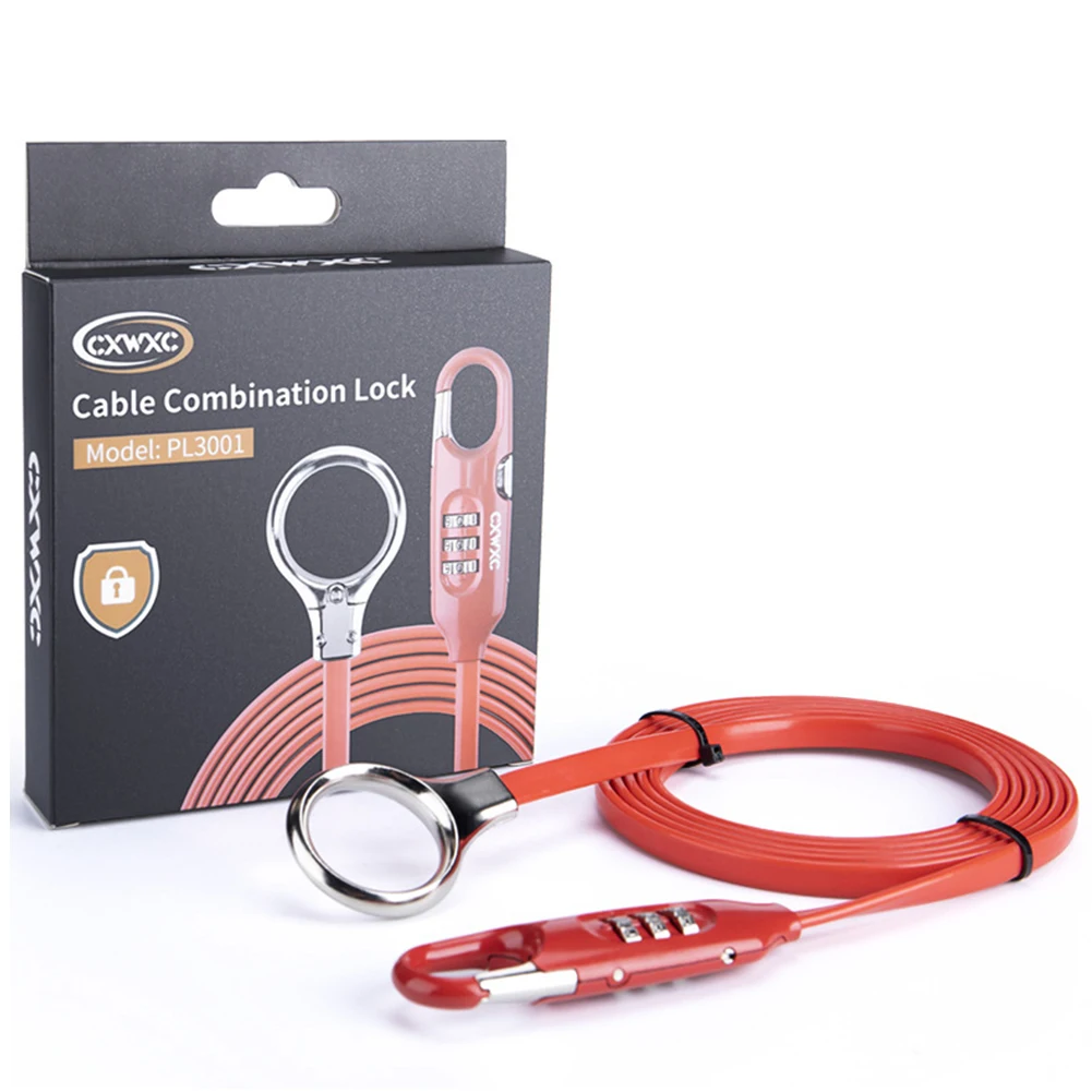 

Bicycle Lock 3 Digit Combination Padlock with 180cm Steel Wire Safety Anti Theft Cable Lock Helmet Lock Travel Luggage Lock