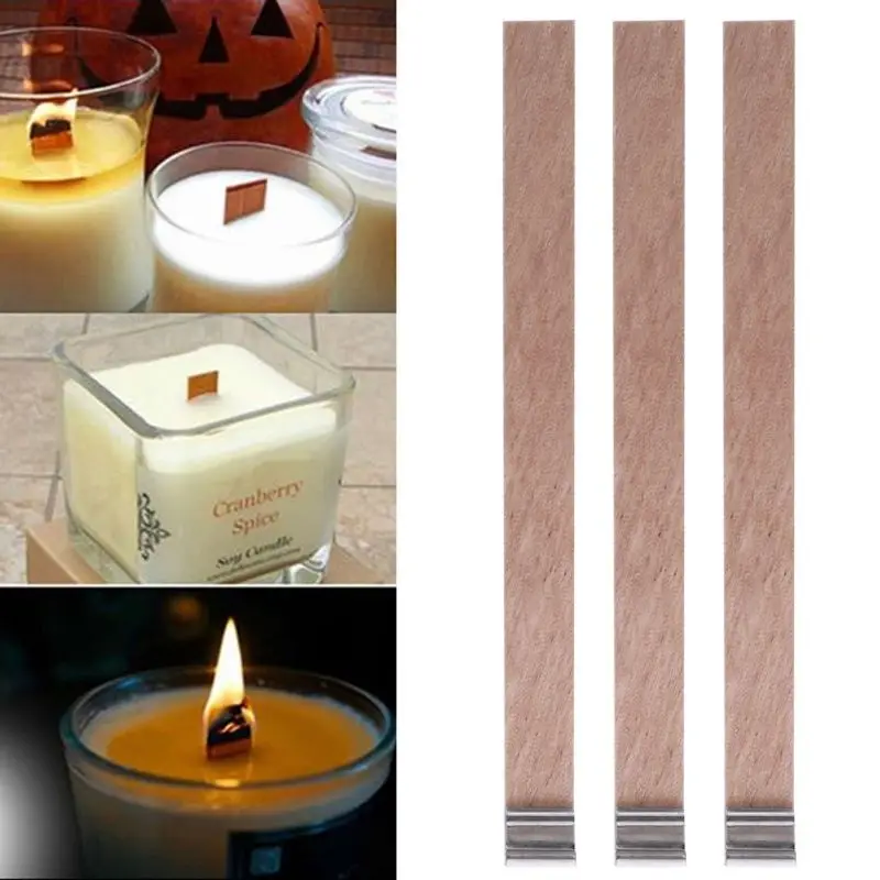 

50pcs 12.5mm Wooden Wick Candle Core Sustainer Tab DIY Candles Making Soy Wax