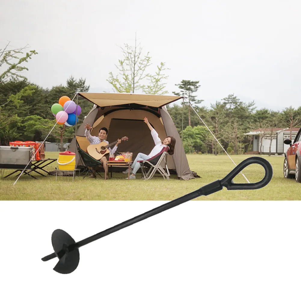

4pcs 15inch Drill Accessories Durable Multiple Uses Black Ground Anchor Tent Pegs Outdoor Camping Trampoline Canopies Stakes
