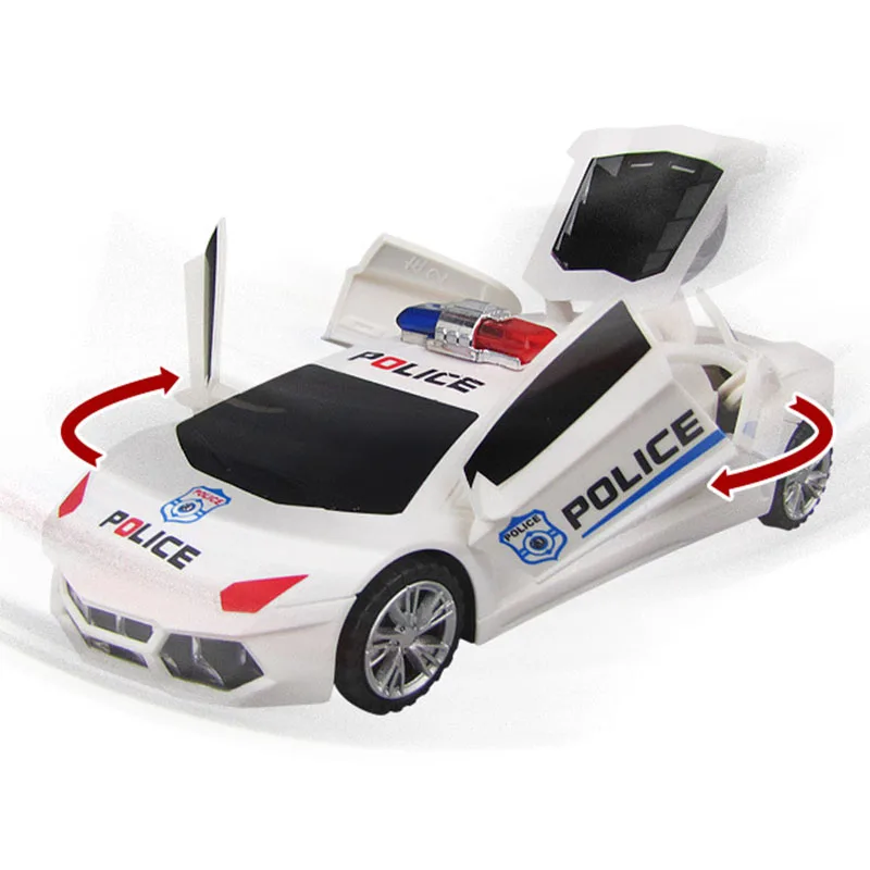 

Electric Universal Children's Music Luminous Toy 360 Rotation Deformation Police Car Simulation Model