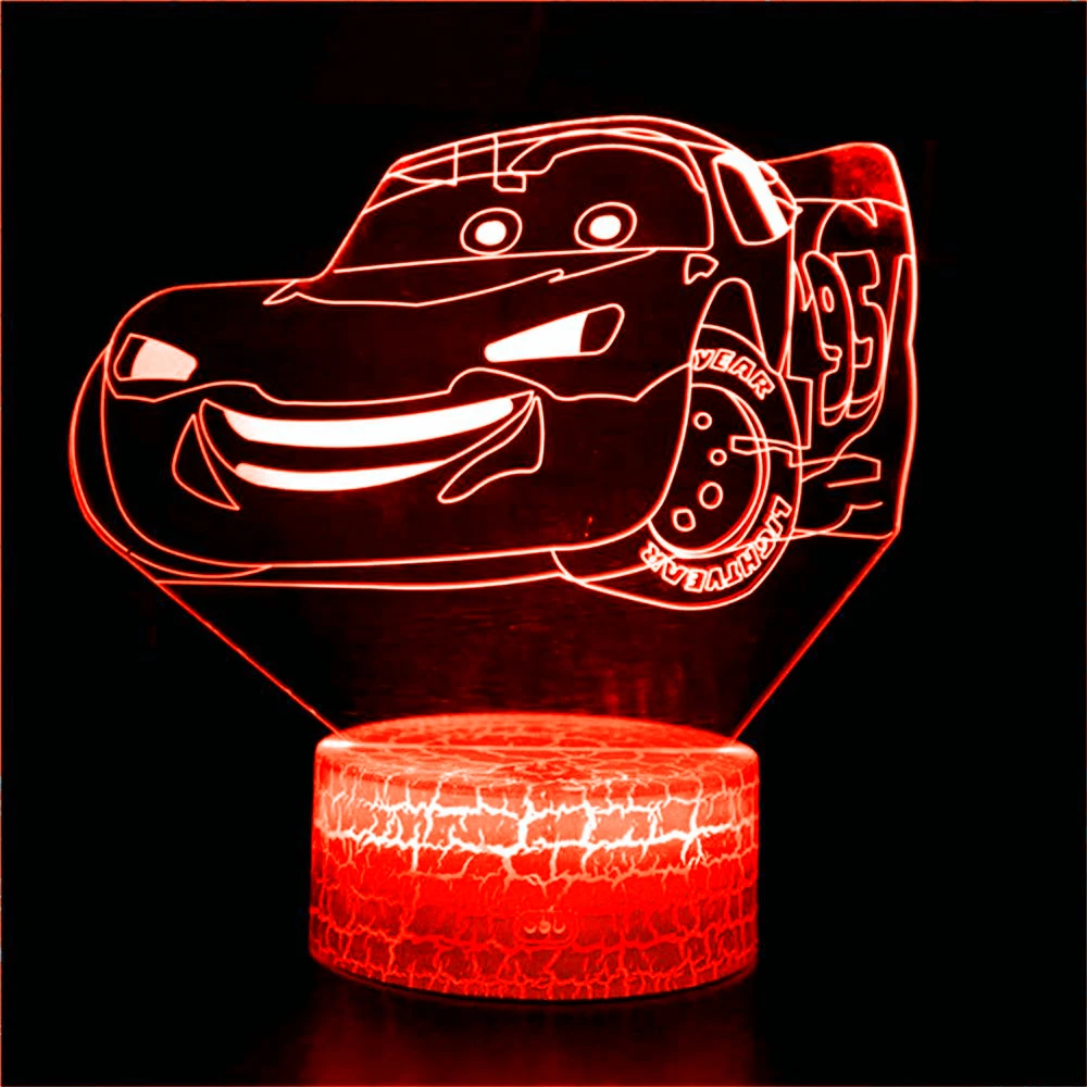 

Cool sports car 3D night light LED 16 color animation car comic light change children night light atmosphere light boy gift toy