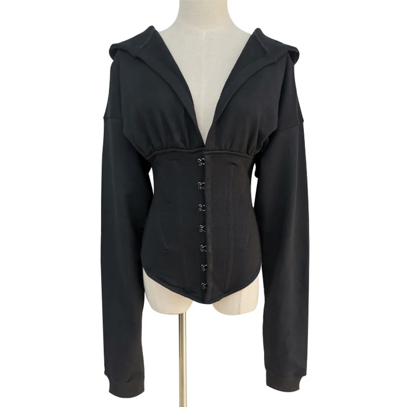 Женский корсет с капюшоном весна осень 2020|Женские толстовки и свитшоты| |