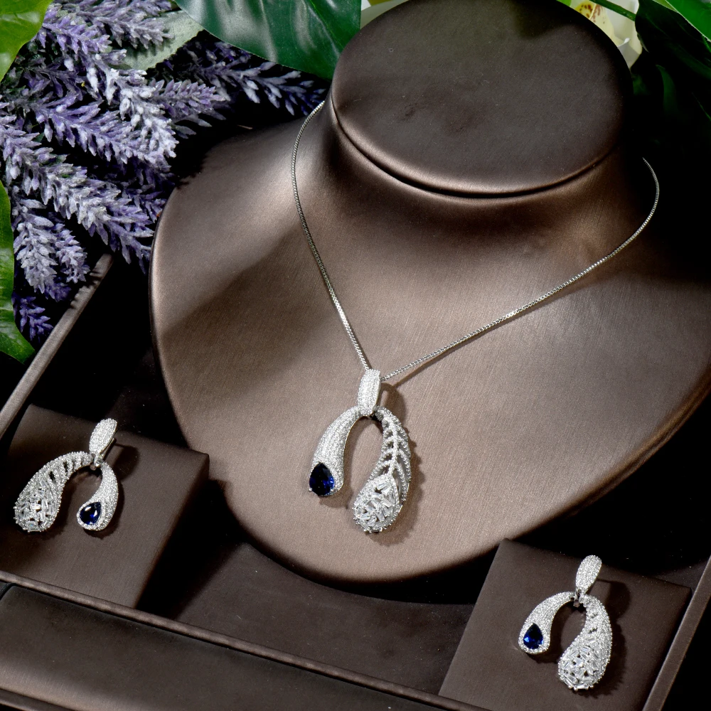 

HIBRIDE роскошный комплект из 2 предметов Дубай ожерелье серьги набор кубический циркон Ювелирные наборы для женщин Свадебные индийские ювели...