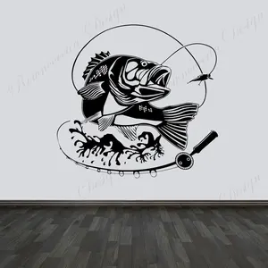 На рыбалку охоту удочка рыболовные снасти стены Стикеры винил домашний Декор наклейки на автомобильные окна съемный Водонепроницаемый росписи A663