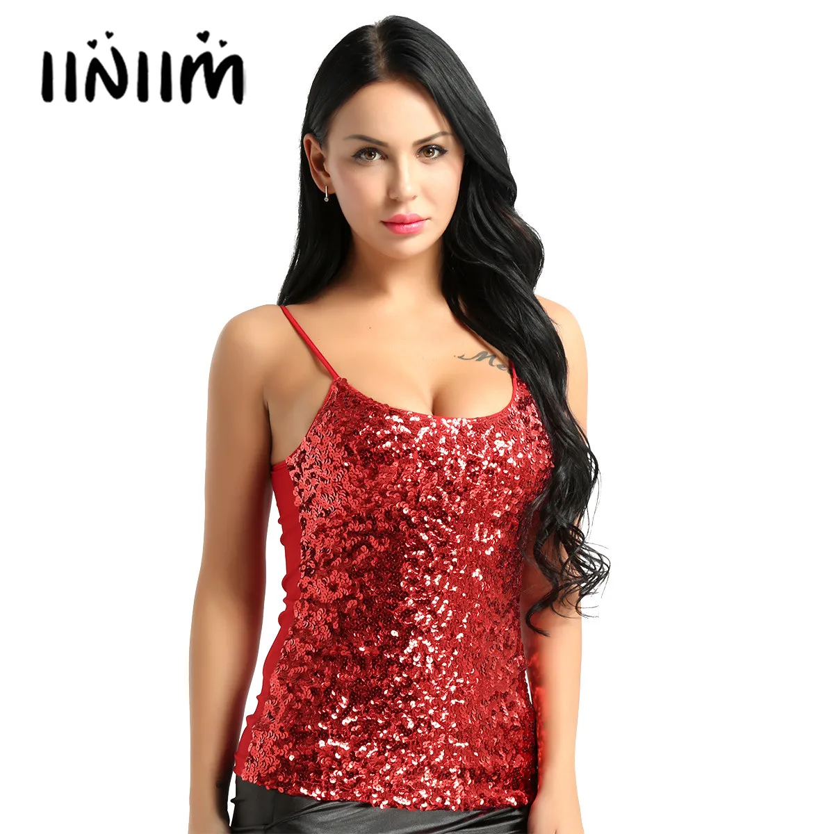 Топ женский модный блестящий на бретельках|Майки| |