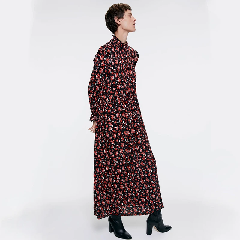 Модное осенне-летнее платье Boho ZA с принтом женское элегантное свободное платье с бантом вечерние подарки дружбы/девушки новейшее платье V/o-образным вырезом - Цвет: 3