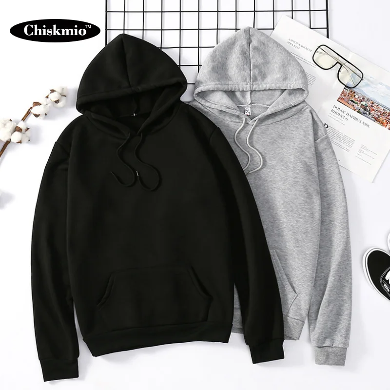 

Chiskmio Women's Sweatshirt Loose Pullover Long-Sleeved Linning Velvet Warm Women Hooded Sweatshirt Harajuku Pocket Outwear