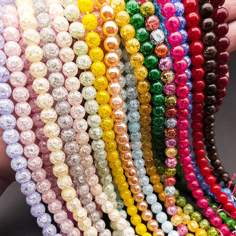 

Natural Stone Popcorn Crystal Beaded Multicolor 6 8 10mm Round Loose Spacer Beads For Jewelry Making Bracelet DIY Necklace