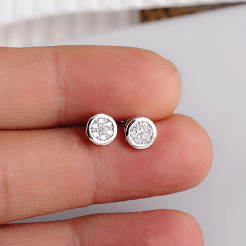 Простые Кристальные женские маленькие круглые серьги гвоздики винтажные 925