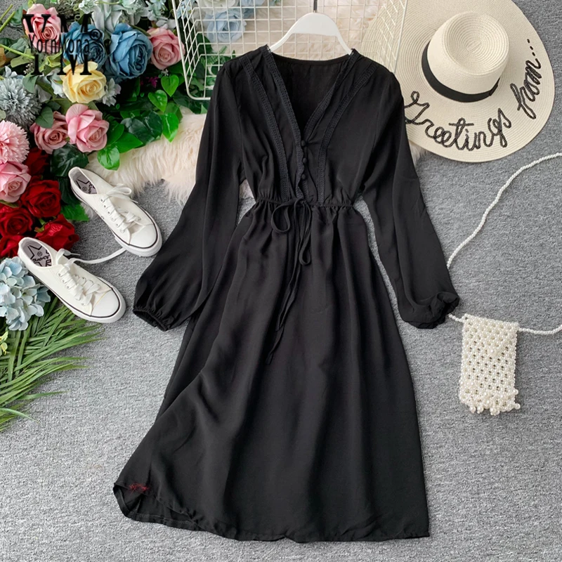 Женское кружевное платье миди с v образным вырезом и поясом средней длины высокой