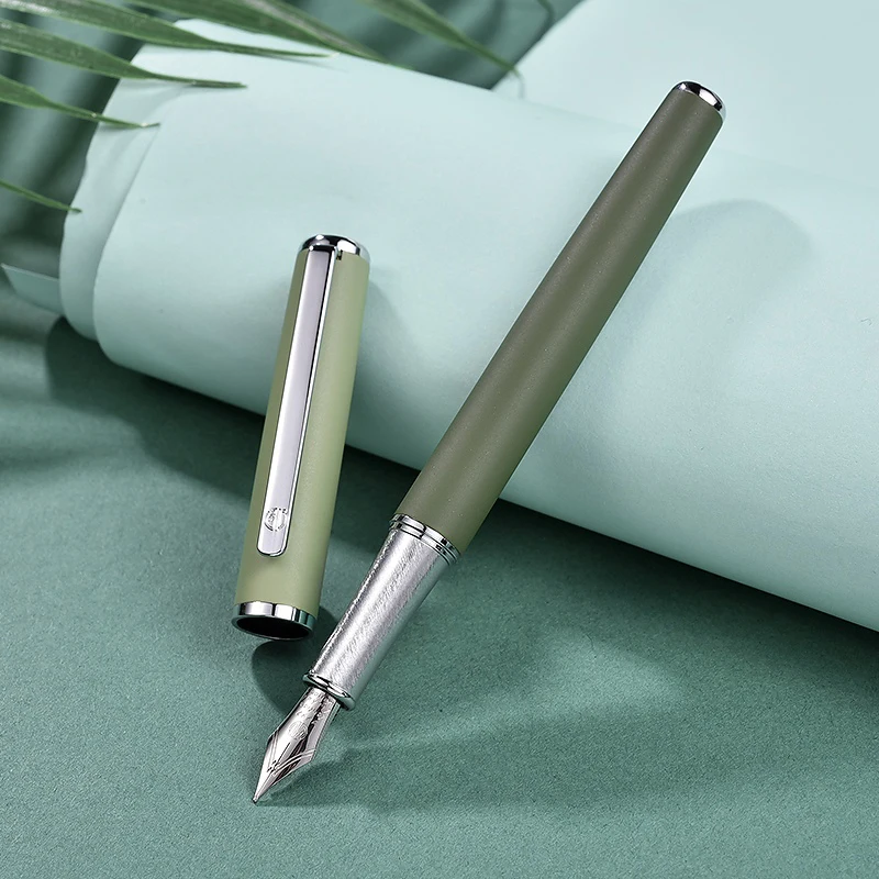 1Pcs HongDian 523 luxury Metal Fountain Pen Matte Barrel Morandi Season Color 0.4mm Iridium Nib Ink Pen Office Business gift pen