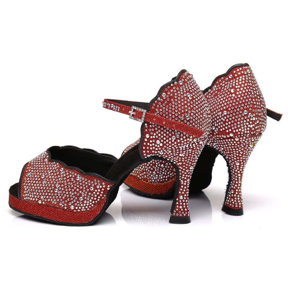 Женские туфли для латиноамериканских танцев DKZSYIM золотистые на высоком каблуке 6