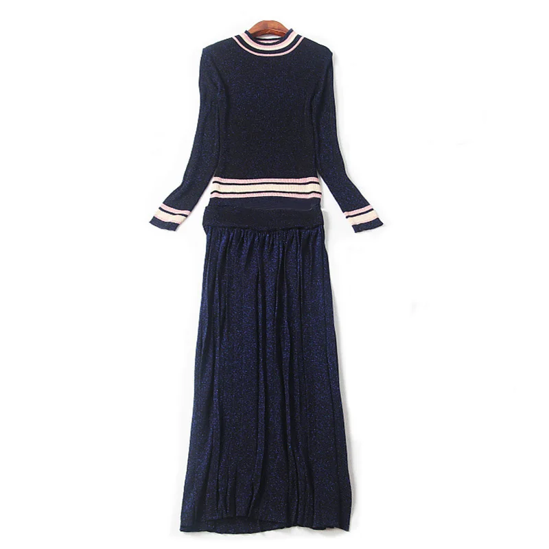 Осенние вязаные топы свитера юбки два предмета винтажный стиль пуловер с