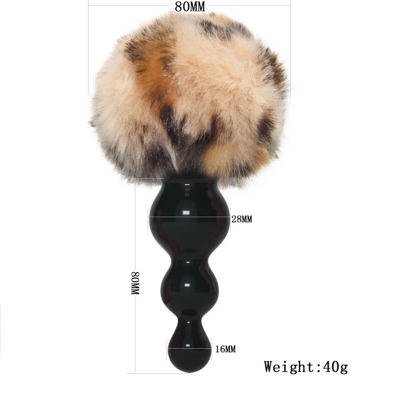 Anal Plug Tail Leopard Print Plush Butt Silcone Beads Stainless Steel Sex Toys for Woman Men Gay Adult Erotic |