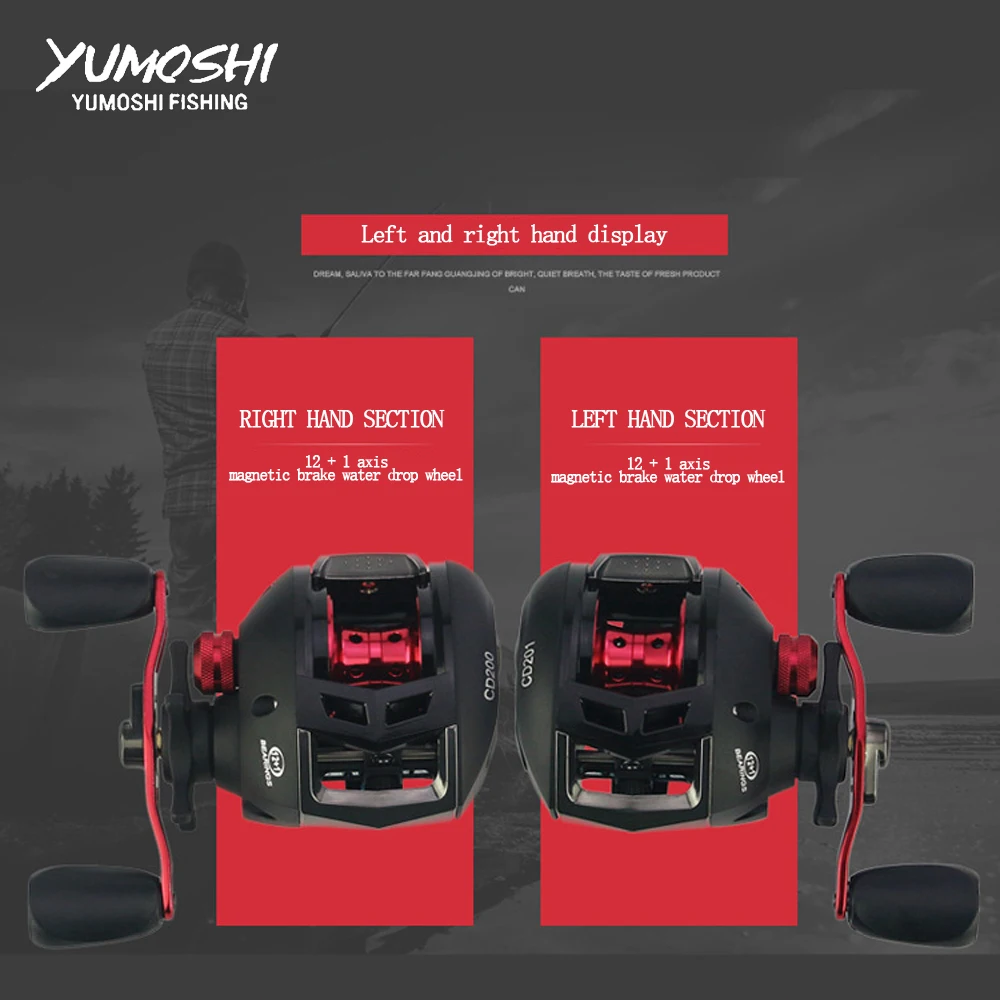 

Fishing Reel CD200/201 Baitcast reel 7.3:1 fake Bait casting Water Drop Wheel Left-Right Hand 12+1BB Fishing Tackle Pesca CD