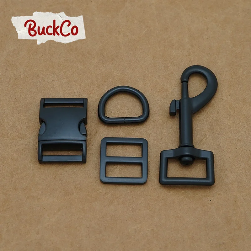 (metal buckle+Tri-Glid+D ring+metal dog clasp/set) Retailing black 20mm DIY collar leash set harness parts | Дом и сад