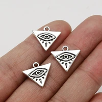 40pcslots 14x16mm antique silver plated triangle eyes charms geometric pendants for diy bracelet designer wholesale accessories