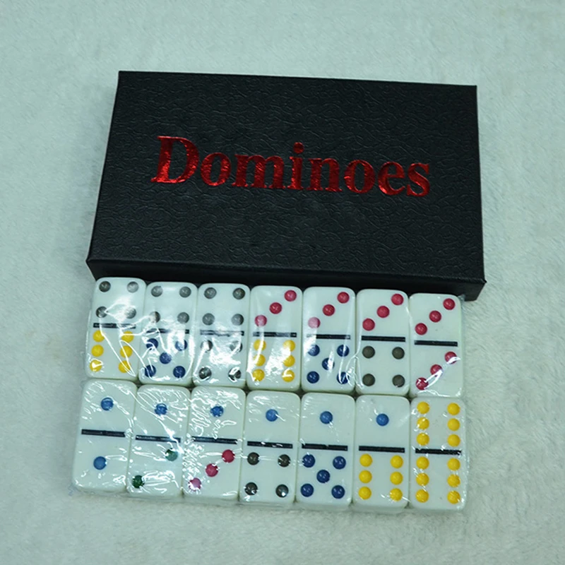 

Home Board Game With Box Gift Party Entertainment Tabletop Smooth Funny Dominoes Set Club Double 6 Kids Adults Color Dot