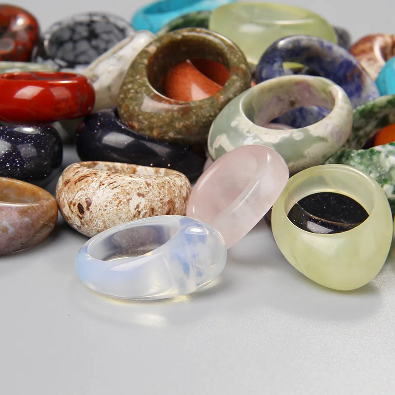 

Natural Jades Agates Finger Ring Unisex Fashion Irregular Jewelry Rings Trendy Energy Healthy Jewelry Random Delivery Wholesale