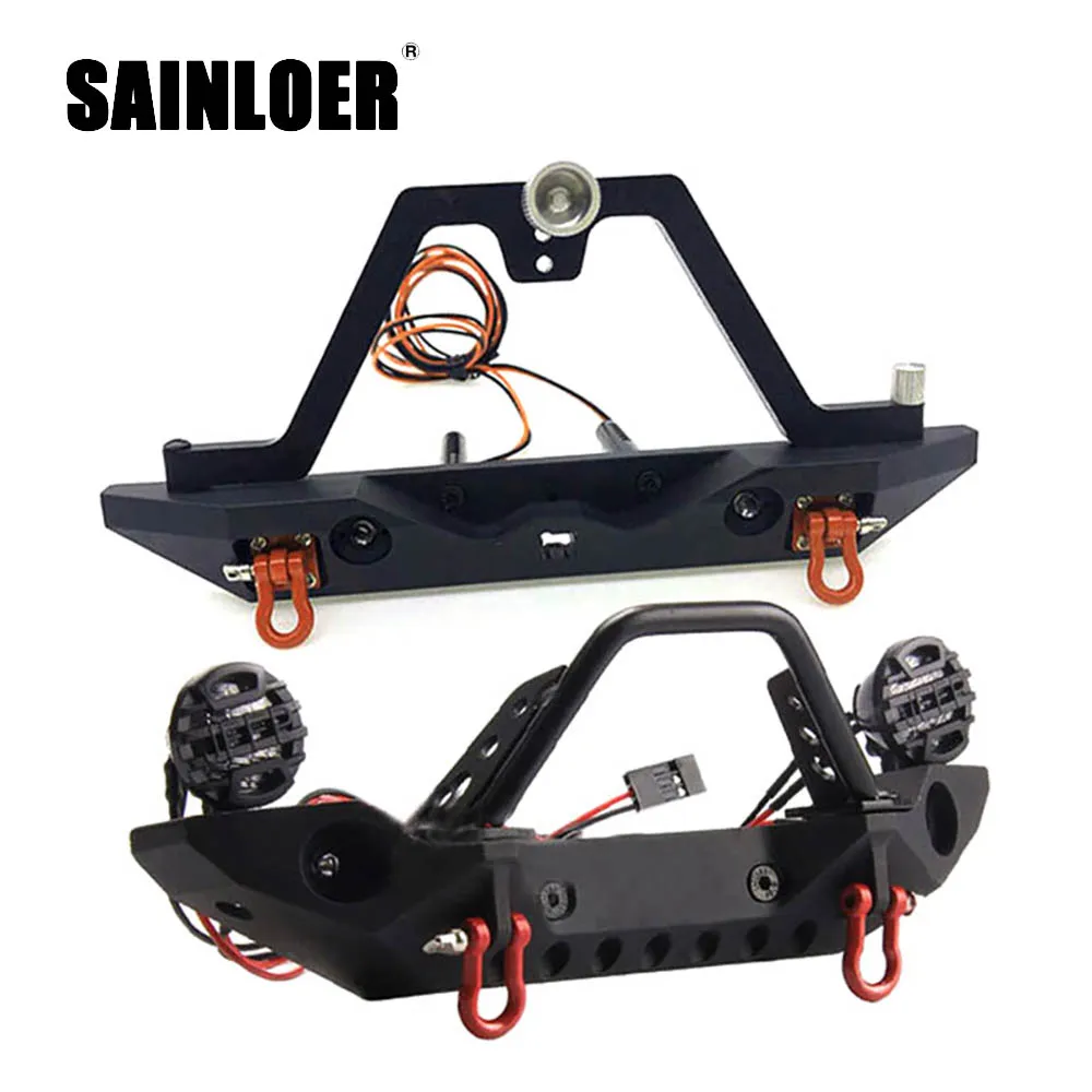 

SAINLOER Metal Front Rear Bumper with LED Light Set for 1/10 RC Crawler Axial SCX10 & SCX10 III Traxxas TRX4 Redcat Gen8