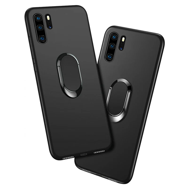 

Cover For Huawei P30 Pro HW-02L VOG-L09 L29 Case Red Blue Black Classic Finger Ring 360 Degree Rotation Soft Silicon