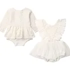 Одежда для малышей осенняя одежда для новорожденных девочек однотонное платье с цветочным кружевом боди наряды Комбинезоны