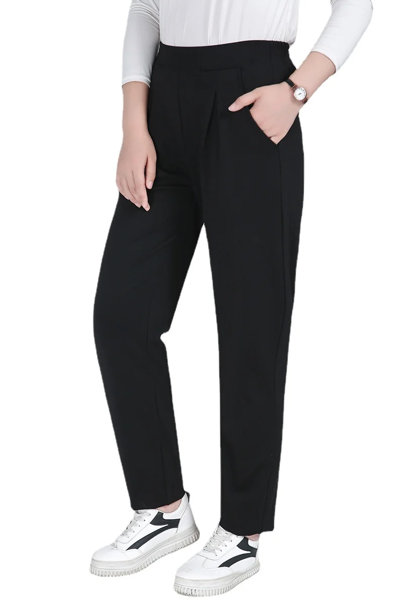 

Брюки женские оверсайз с эластичным поясом, Свободные повседневные офисные штаны для работы, черные, от 3XL до 9XL, T4500