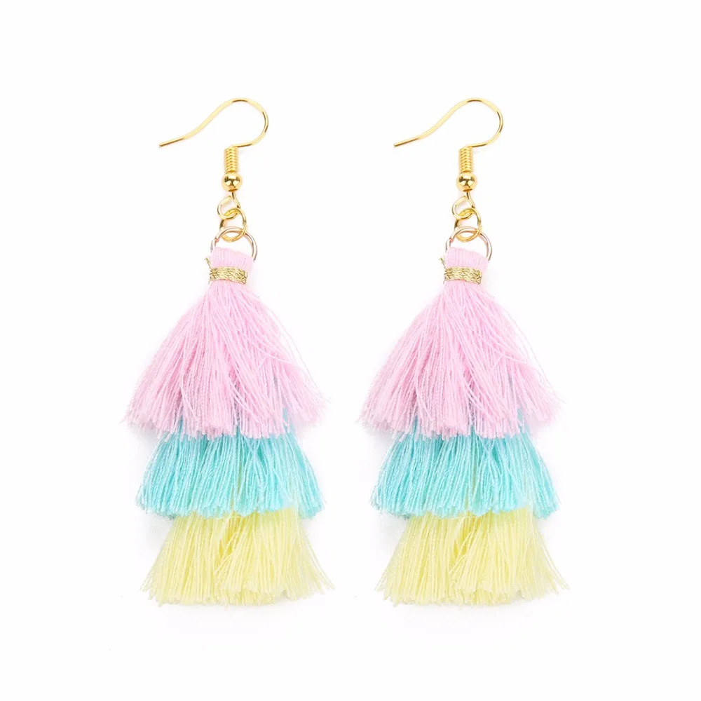 LOULEUR 3 Слоистые богемные Роскошные массивные Серьги-кисточки Boho модные ювелирные изделия женские длинные висячие серьги - Окраска металла: mult yellow