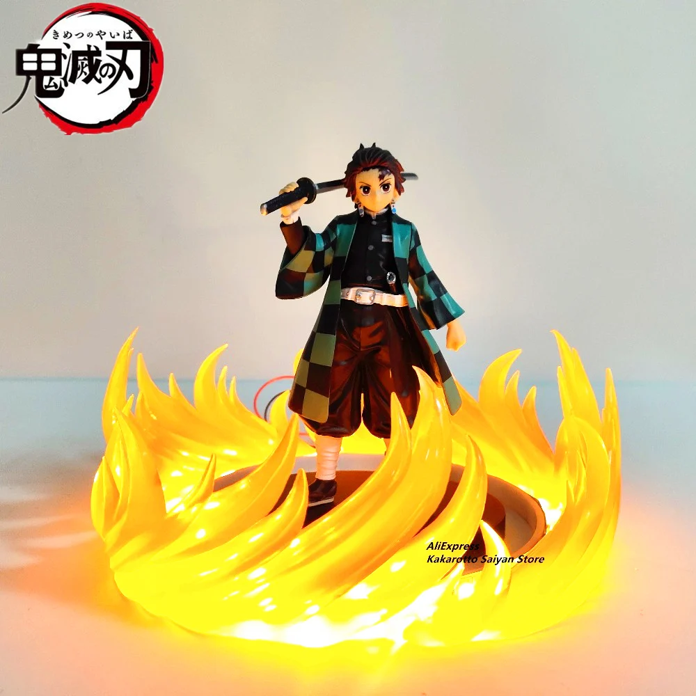 

Экшн-фигурки Demon Slayer Tanjirou, ПВХ, светодиодные, с эффектом танец огня, Бог Kimetsu no Yaiba, фигурка аниме, игрушки