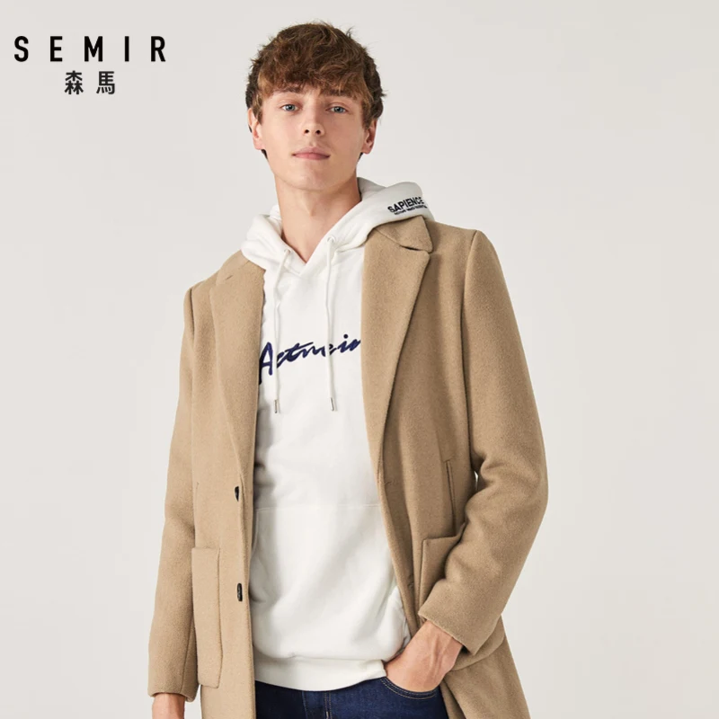 Куртка SEMIR Мужская шерстяная деловая длинное пальто с лацканами Повседневная