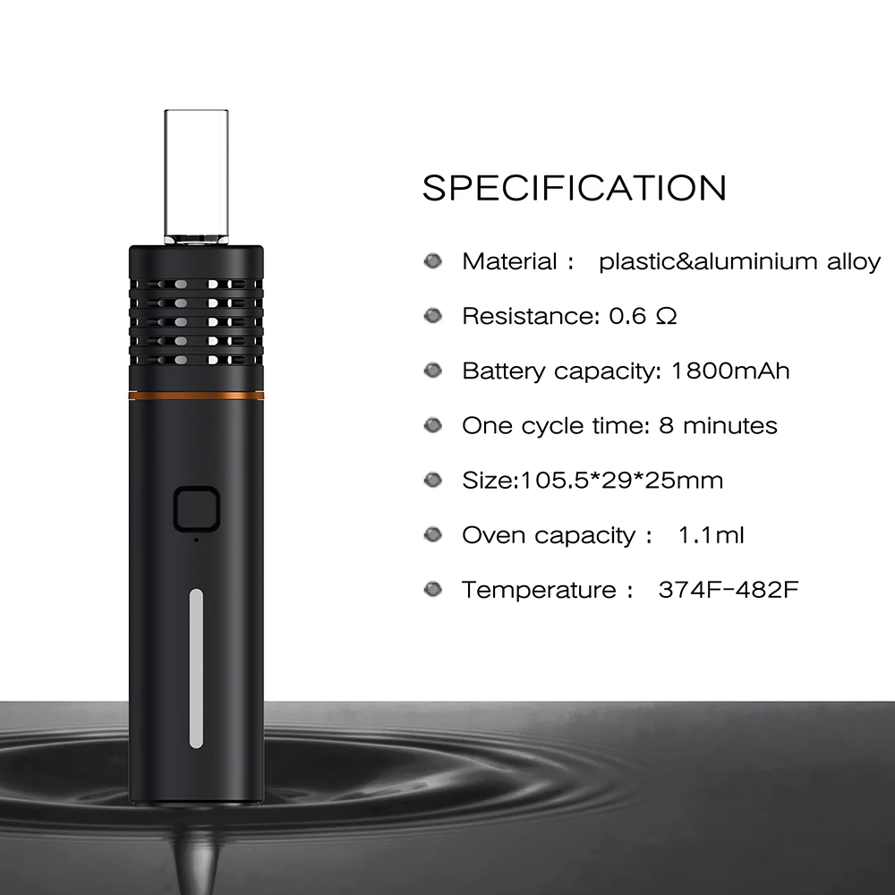 Испаритель сухих трав Kingtons BLK Elfin Vape Kit 1800mAh для емкости 1 мл с керамическим