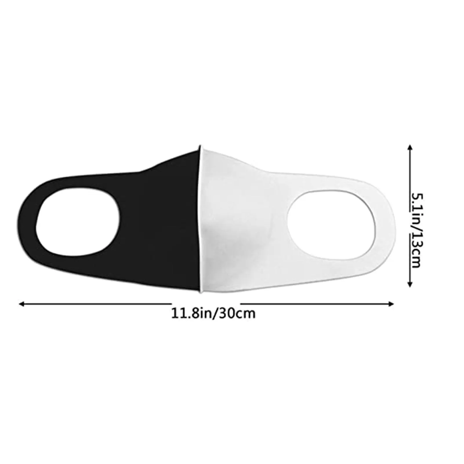 Полумаска черная полубелая крутая маска 3D дизайн моющаяся многоразовая для лица