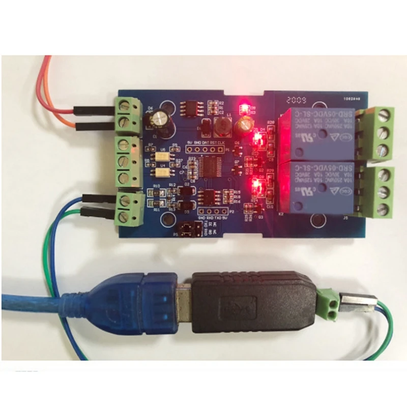Для Modbus RTU 2 канала 12 В релейная Выходная плата модуль переключатель вход RS485 / TTL UART