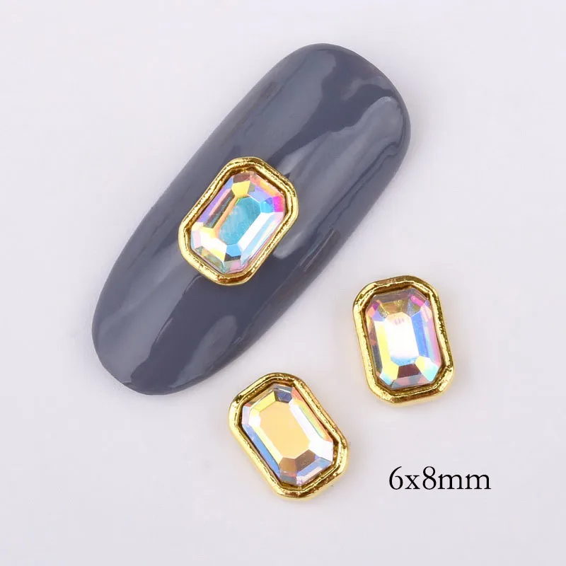 QB295 10 шт./упак. 3D усеяны искусственными драгоценными камнями; с стеклянной конструкцией, украшение для ногтей, стекло с подвесками из золотого сплава с эффектом, используется для украшения ногтей аксессуары - Цвет: QB295