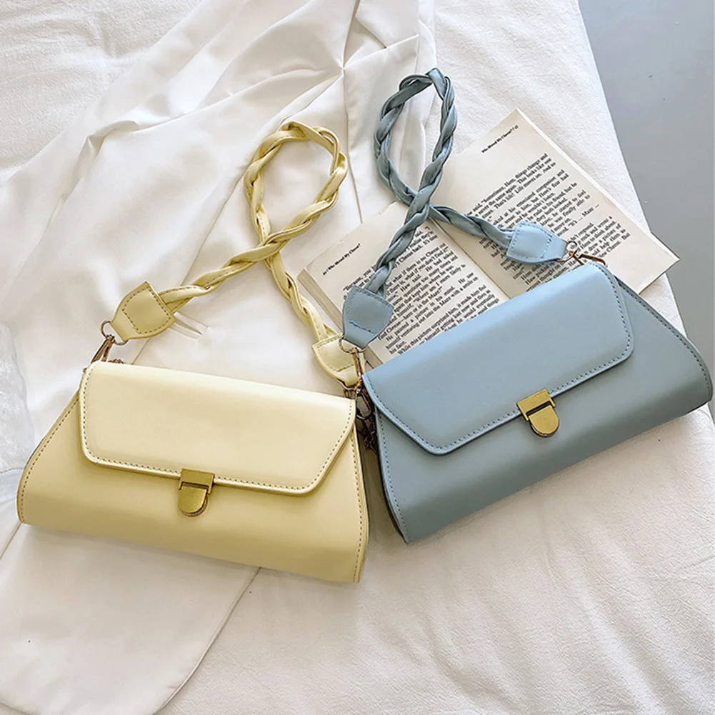 

Однотонные Сумки из искусственной кожи для женщин 2021, трендовая сумка на плечо, женские маленькие элегантные сумки, роскошная дизайнерская ...