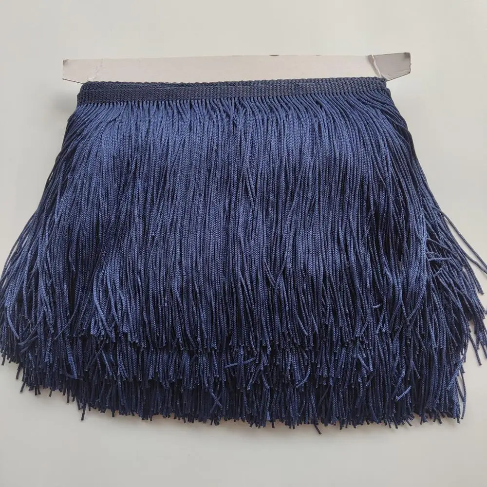 Горячая 1 м 15 см длинные темно-синие кружева бахрома отделка полиэстер кисточка Diy