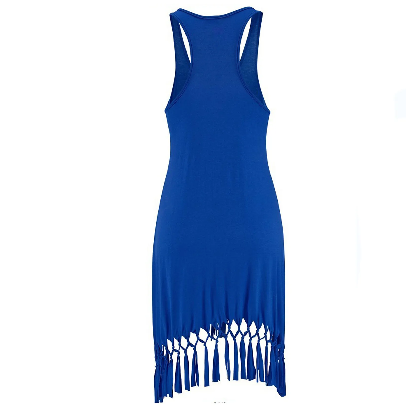 

Women Camisole Beach Solid Lady Elegant Sleeveless Shirt Tassels Dress 2021
