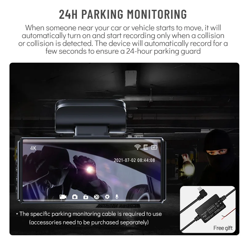 OBDPEAK A800 Car DVR 4K 3840*2160P Dash Cam WIFI GPS Tracking Sony IMX415 Camera Video Recorder Rear View 1080P Park Monitor | Автомобили