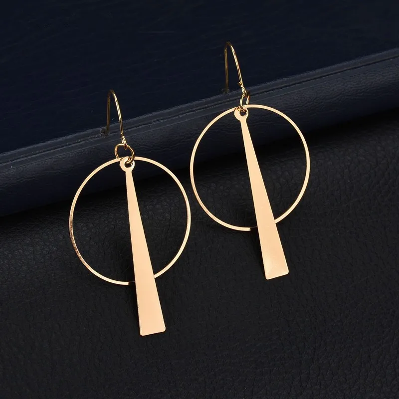 Преувеличенные геометрические круглые серьги в стиле ретро длинные ювелирные