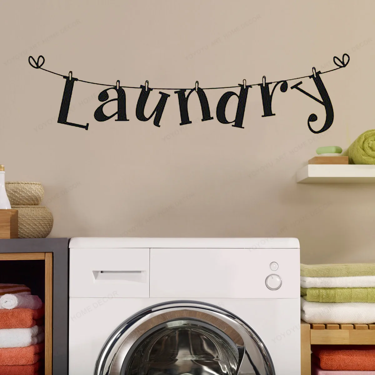 

laundry bathroom decoration wash dry repeat wall decal Laundry Room Wall Sticker home wall art mural JH261