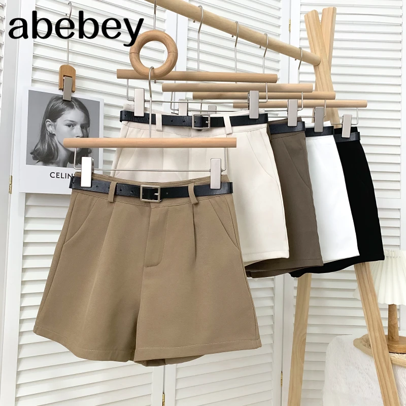 

2021 New Summer Fashion All-match solid sashes Shorts high waist slim casual wide leg Shorts Suit Shorts
