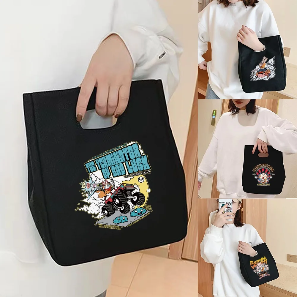Magnetic Button Canvas Bag Tin Foil Food Bags Portable Multifunction Print Eco Bag