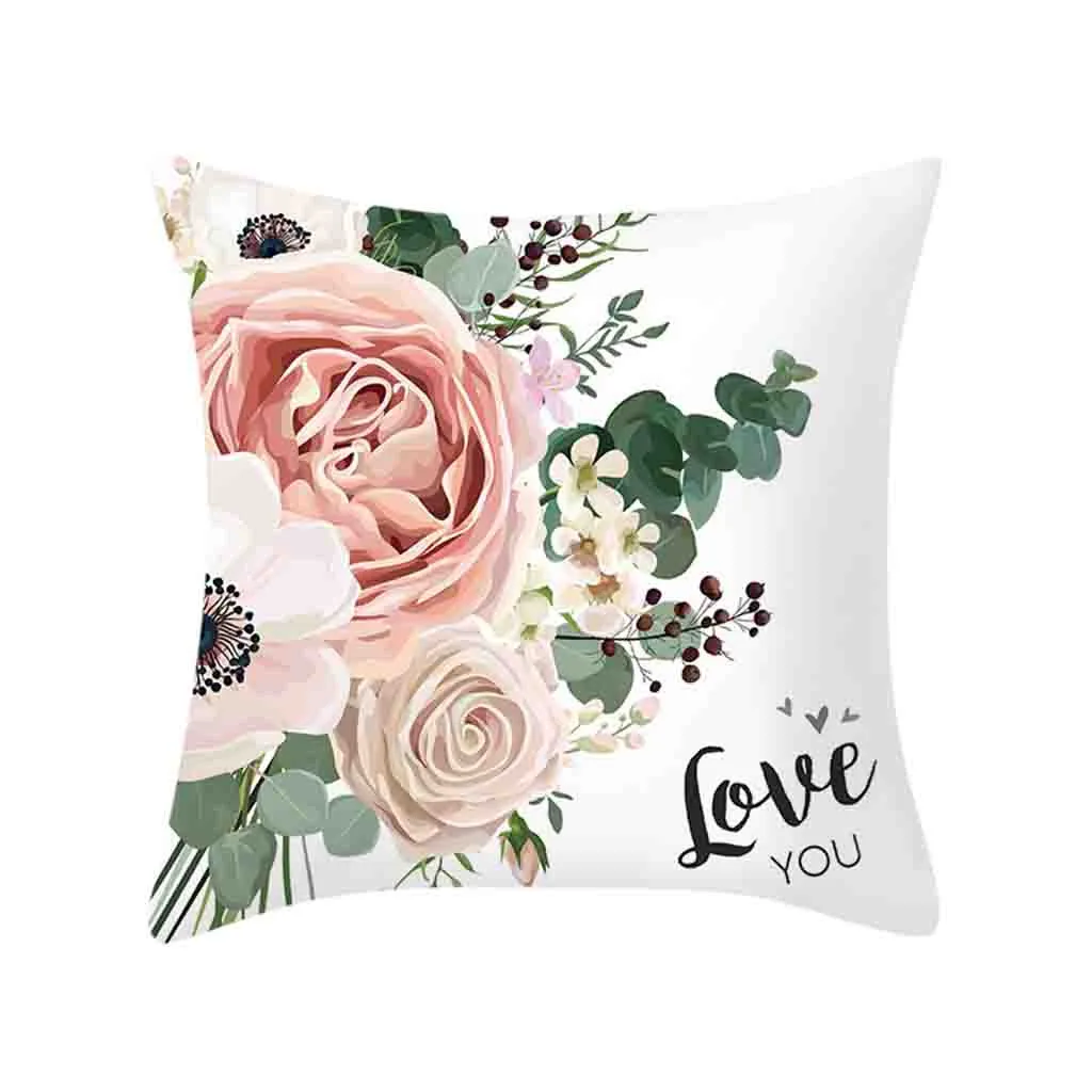 Наволочка для подушки с рисунком розы квадратный чехол дивана цветочным