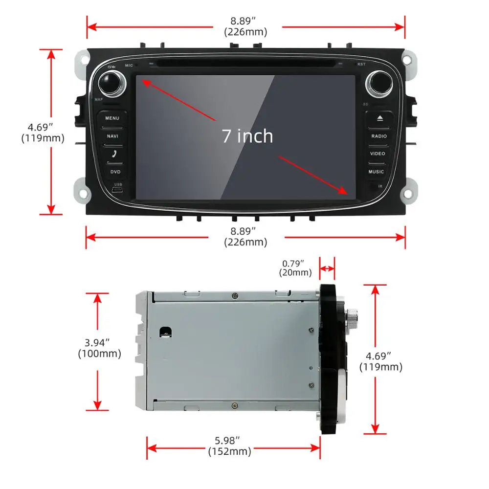 Android 9 gps автомагнитолы 2 Din Автомобильный мультимедийный плеер 7 ''аудио dvd-плеер для Ford/Focus/S-Max/Mondeo 9/Galaxy yc-Max PX6 4G 64G