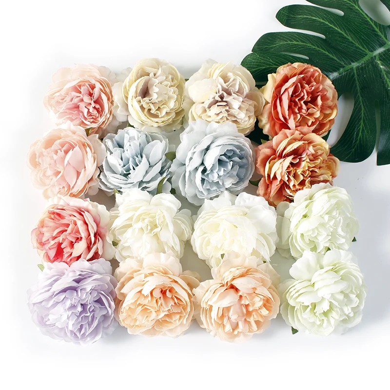 

10Pcs 8Cm Silk Peony Head Artificial Flower Decoration Fake Plant Wreath Craft Artificial Grass Outdoor Garden For Bride Wedding