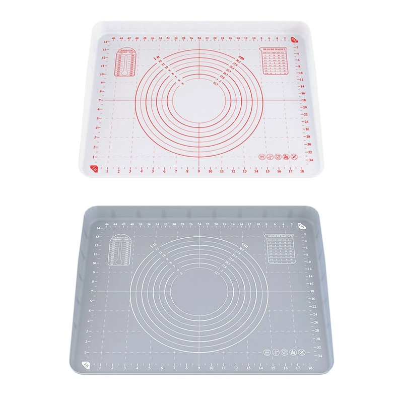 

2 Pcs 40X60cm Silicone Baking Pad Non-Stick Kneading Mat For Rolling Dough Pizza Dough Maker Kitchen Tools, White & Gray