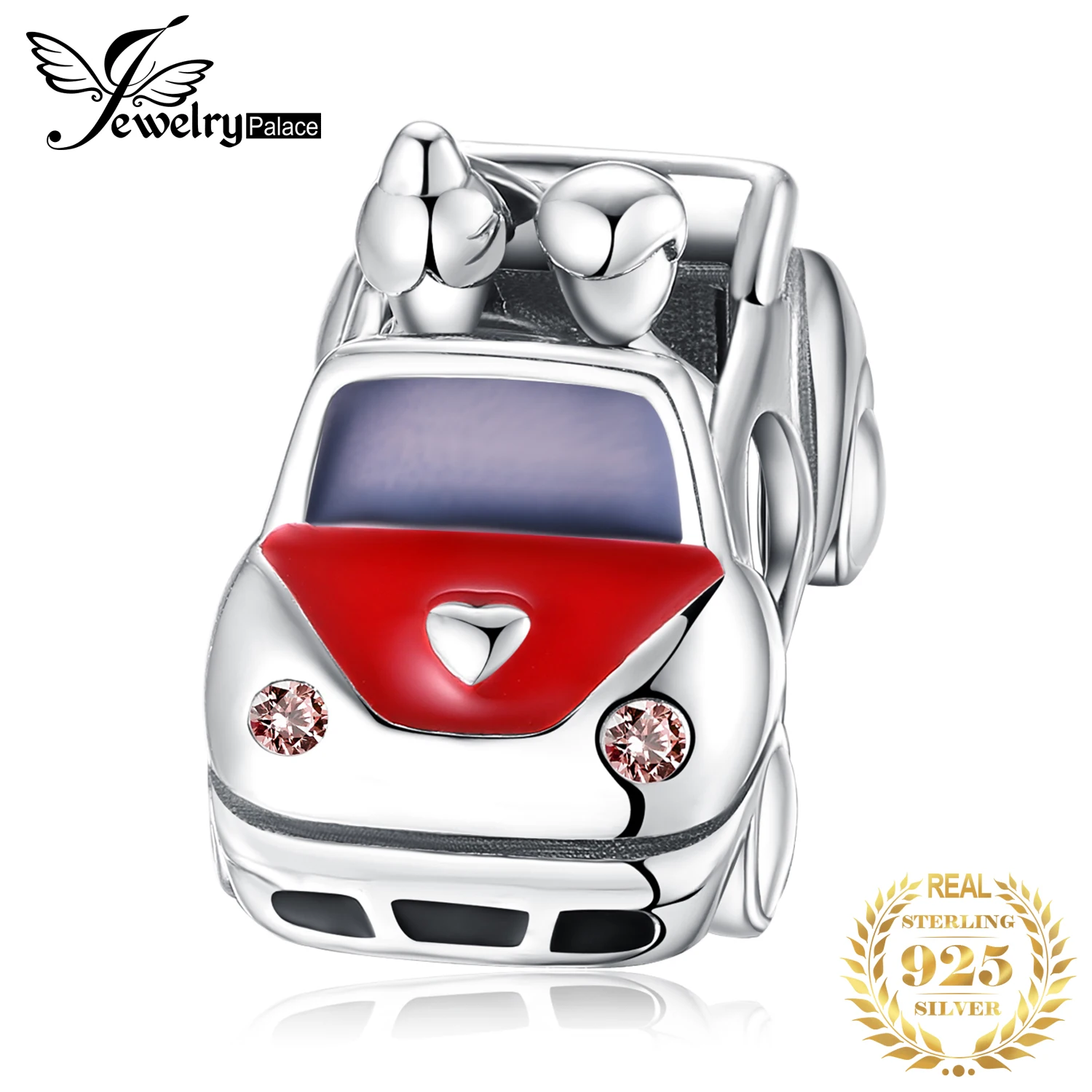 JewelryPalace ЛЮБОВЬ автомобиль красной эмалью 925 пробы серебряные бусины Браслеты