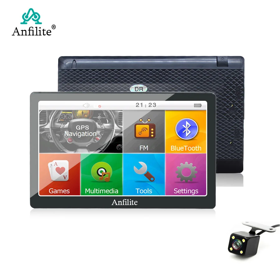 Anfilite 7 дюймовый автомобильный GPS навигатор Bluetooth 8 ГБ/256 Мб с камерой заднего вида FM